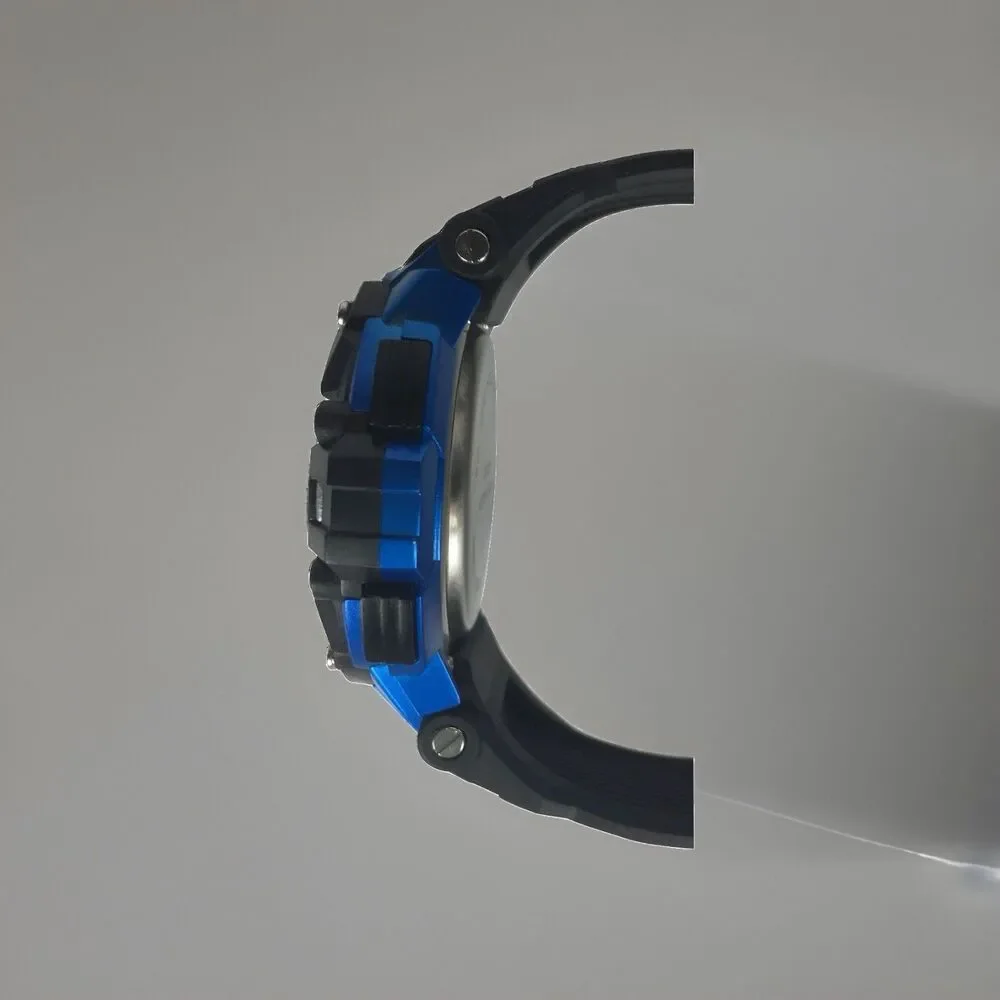 George Mens Digital Sport Wrisit Watch Black With Blue Accents New In Box